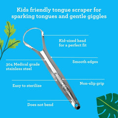 KIDS TONGUE SCRAPER (2 PACK) + TRAVEL COVER (12/Case- Color May Vary)